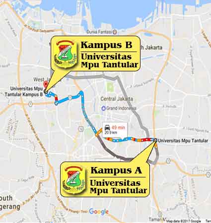 Lokasi Kampus & Peta (Google Map) Universitas Mpu Tantular Jakarta Nomor